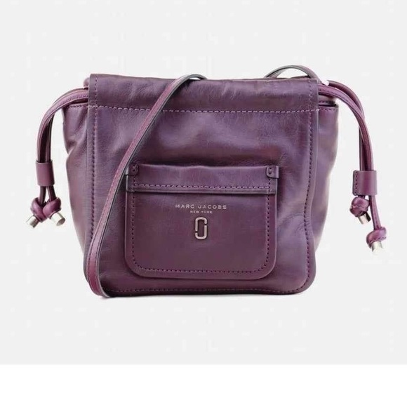 NWOT Marc Jacobs Tied Up Leather Drawstring Bag in Violet Purple - Picture 2 of 12
